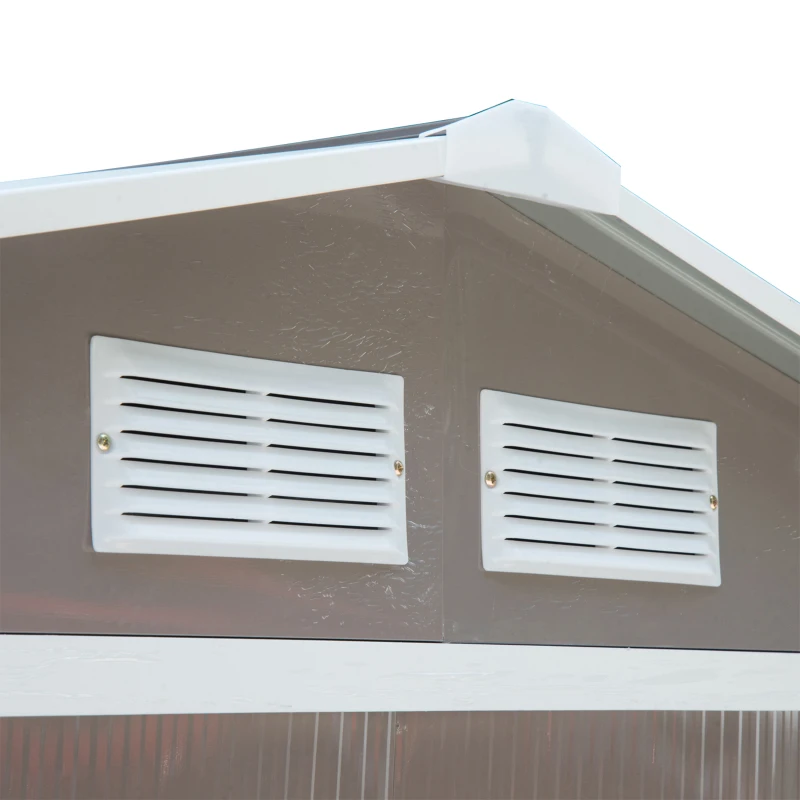 Outsunny 7' x 4' x 6' Outdoor Storage Shed Metal Garden Tool Storage Shed with Sloped Roof - Gray / White