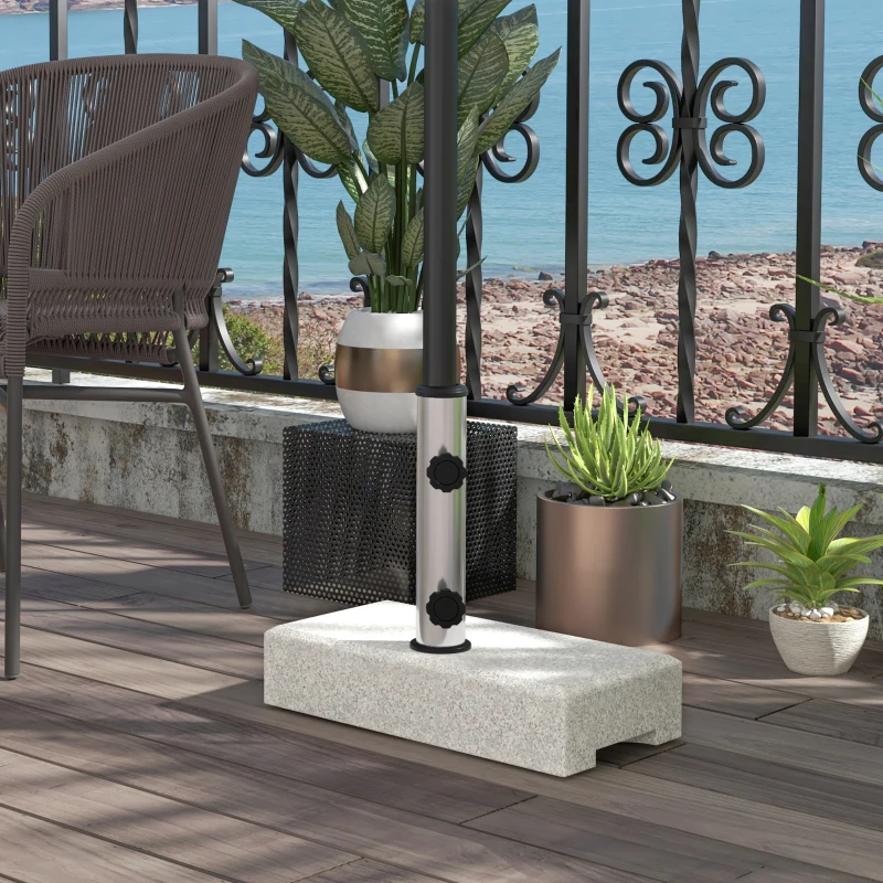 Outsunny 55 lbs Half Granite Parasol Base, Outdoor Umbrella Stand Weight for 1.3", 1.5", 1.9" Umbrella Poles, Grey