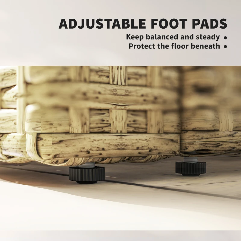 Outsunny Wicker Outdoor Sofa with Side Trays, Rattan Patio Loveseat with Cushions for Garden Balcony, Light Grey