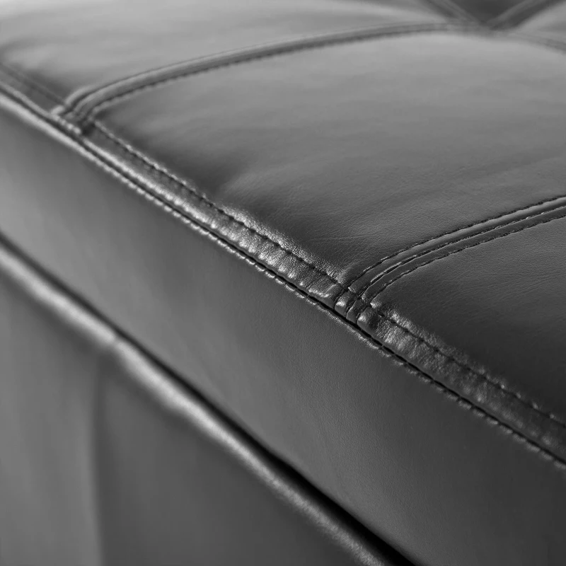 HOMCOM Storage Ottoman Bench, Foot Rest with Solid Wood Legs, 51 Inches PU Leather Storage Chest for Living Room, Black