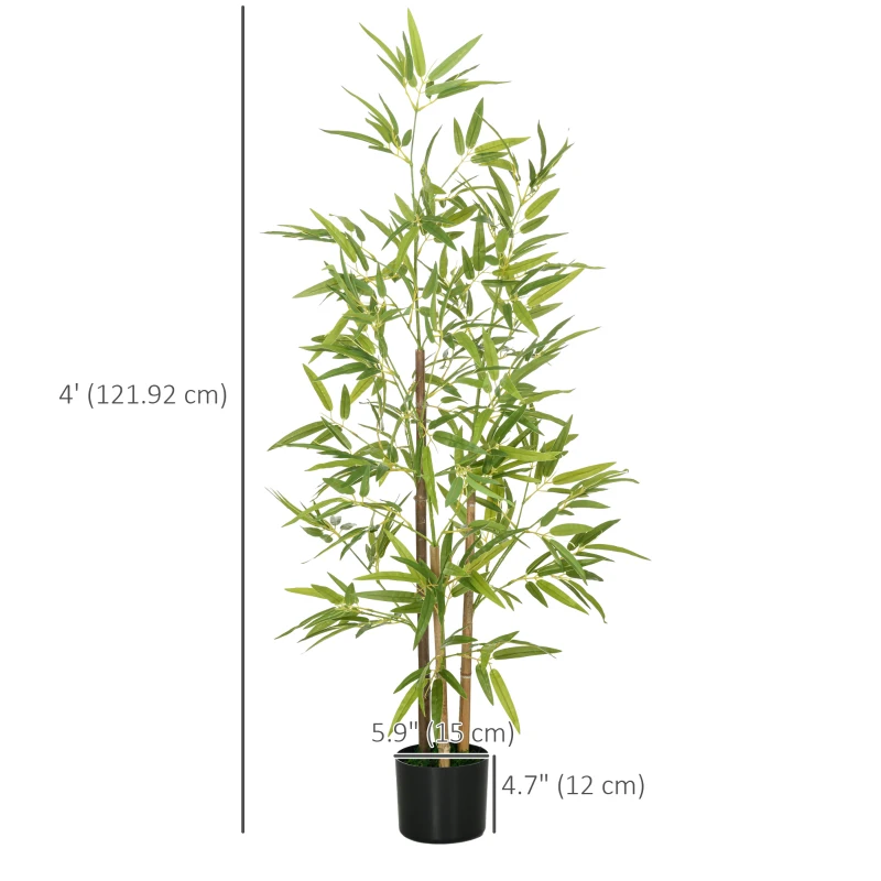 HOMCOM Set of 2 4ft Artificial Tree, Indoor Fake Bamboo with Pot, for Home Office Living Room Decor
