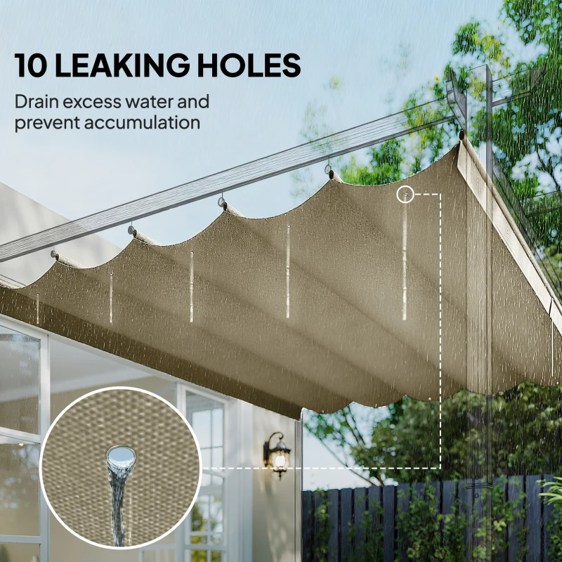 Outsunny 8.5' x 11.5' Retractable Pergola Canopy Replacement, Fit 10' x 13' Frame, Pergola Cover Replacement Top Only, Beige