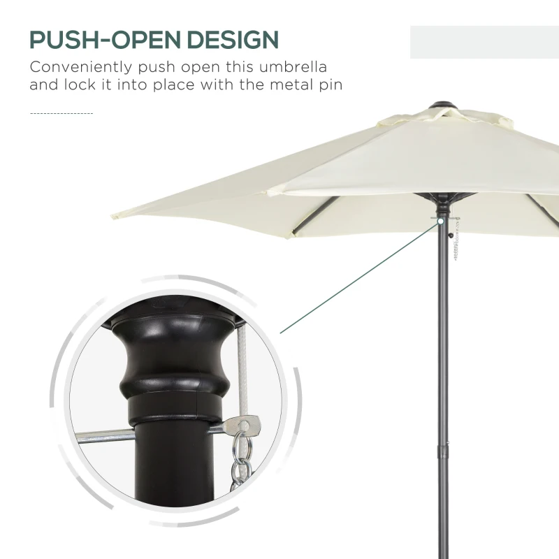 Outsunny 6.6FT Patio Umbrella, Outdoor Parasol with 6 Solid Ribs, Cream White