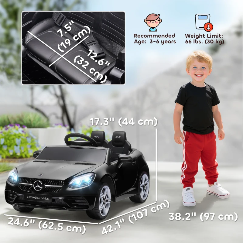 Aosom 12V Ride On Car with Parent Remote Control Two Motors Music Lights Suspension Wheels for 3-6 Years Black