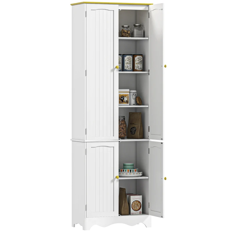 HOMCOM Freestanding Storage Cabinet, Kitchen Pantry Cabinet with 4 Shelves, 4 Doors, Kitchen Storage Cabinets for Dining Room
