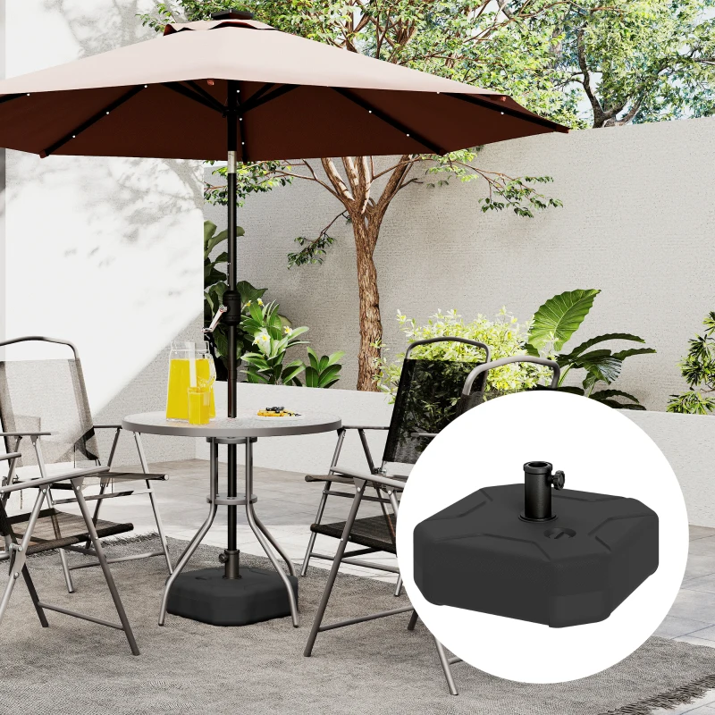 Outsunny Square Patio Umbrella Base Holder, Outdoor Umbrella Stand, 17.7" L x 17.7" W x 9.8" H Black