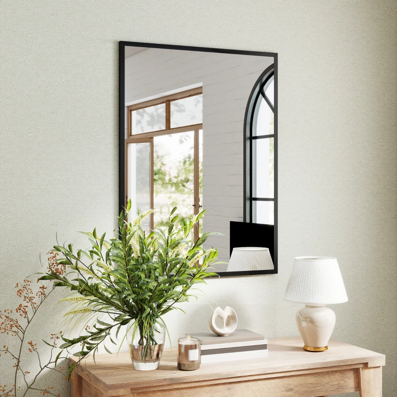 HOMCOM 30" x 40" Bathroom Mirror for Wall, Rectangular Mirror for Living Room, Bedroom, Entryway, Black
