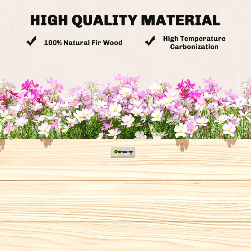 Outsunny 3.3 x 1.2 x 1.2 ft Garden Raised Bed Planter Grow Containers for Outdoor Patio Plant Flower Vegetable Pot, Natural