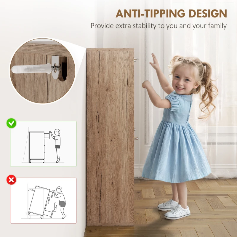 HOMCOM Shoe Storage Cabinet with 4 Flip Drawers, Narrow and Slim, 12-20 Pair of Shoes Organizer for Hallway, Entryway, Oak