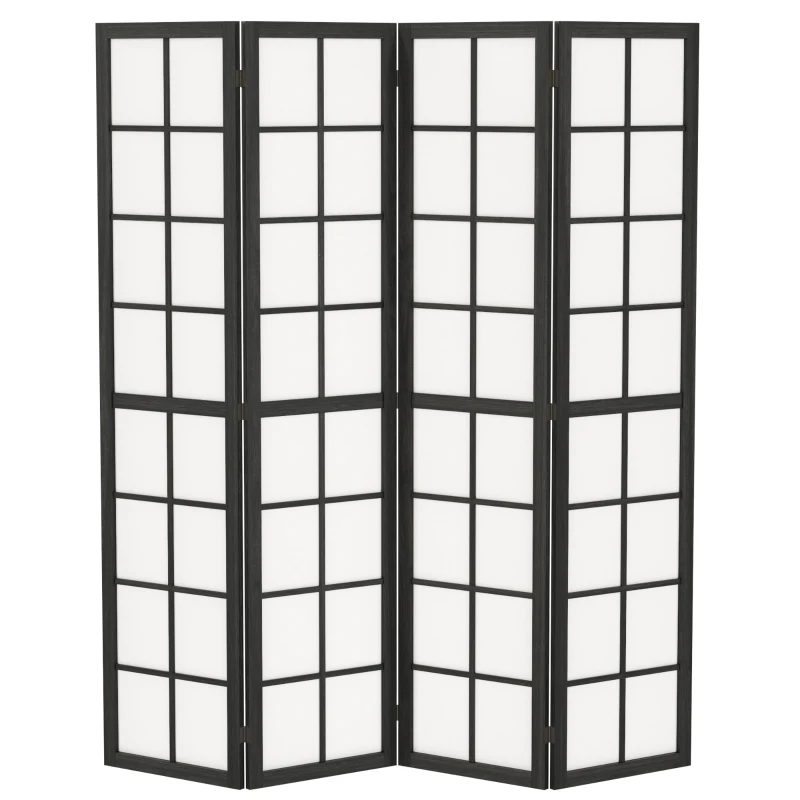 HOMCOM 4 Panel Room Divider, 5.6 ft Folding Wall Divider Room Partition for Home Office, Bedroom, Living Room, Black