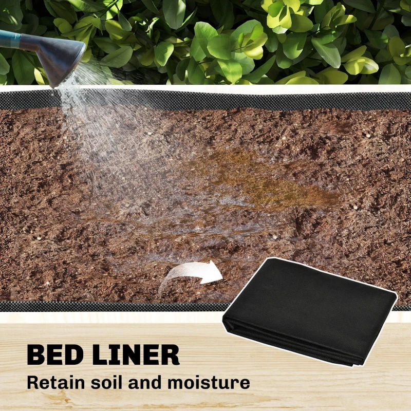 Outsunny 2-Tier Raised Garden Bed with Trellis, Elevated Planter Box for Climbing Plants, Natural