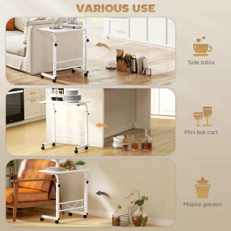 HOMCOM Mobile Standing Desk with Adjustable Height, 23.5 inch Stand Up Desk with Wheels, White