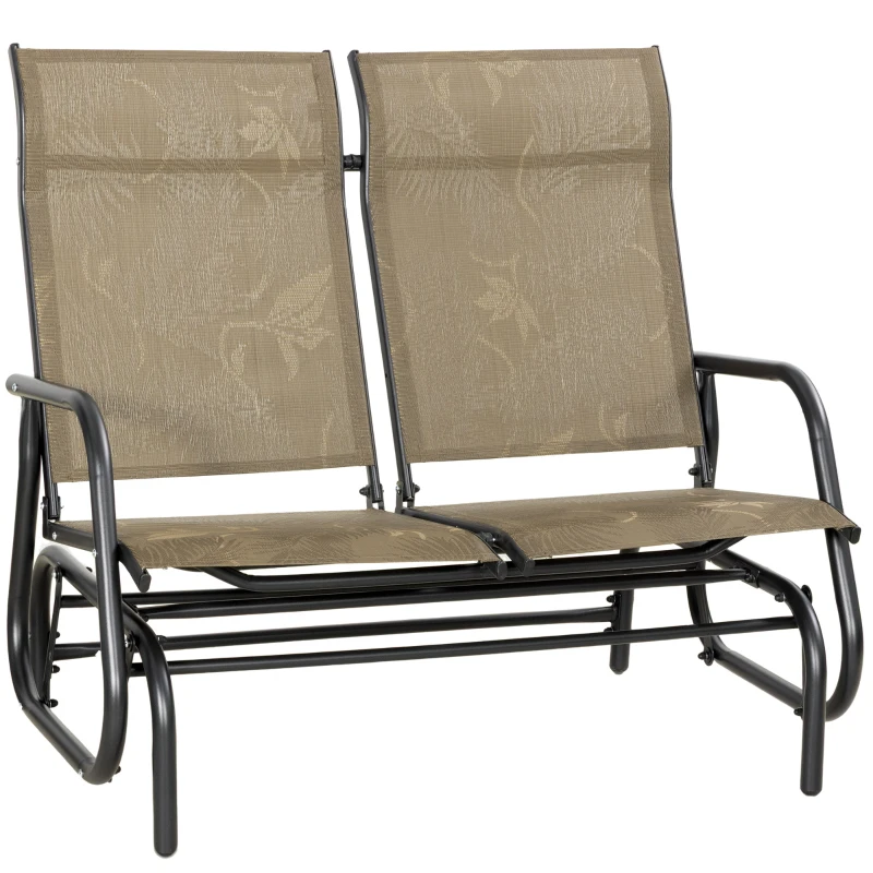 Outsunny Outdoor Glider Bench, Patio Glider for 2 Persons, Brown