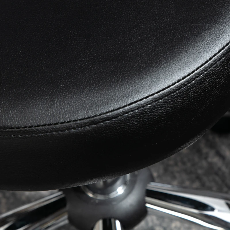 HOMCOM Adjustable Swivel Salon Stool with Backrest and Wheels, Office & Living Room Chair, Synthetic Leather, Black