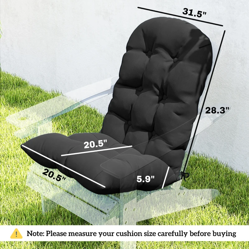 Outsunny Outdoor Adirondack Chair Cushions Set of 2, Tufted High Back Patio Chair Cushions, Black