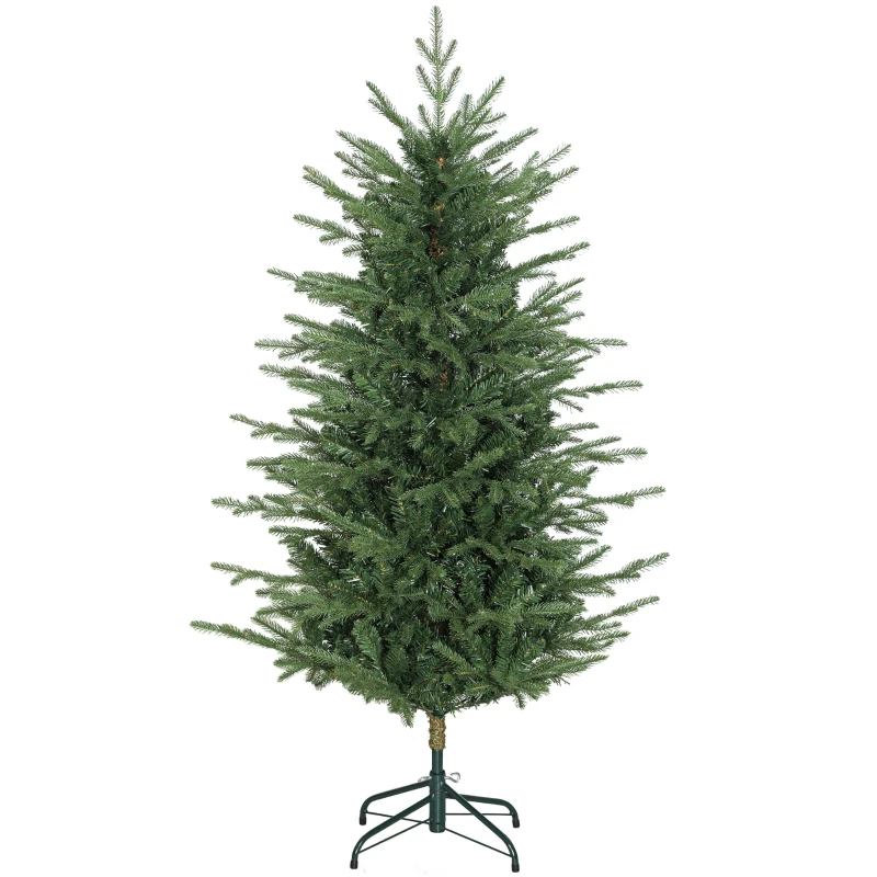 HOMCOM 5 ft Artificial Christmas Tree with Dense Realistic Branches, Full Ponderosa Fir, Hinged Xmas Tree, Easy Assembly