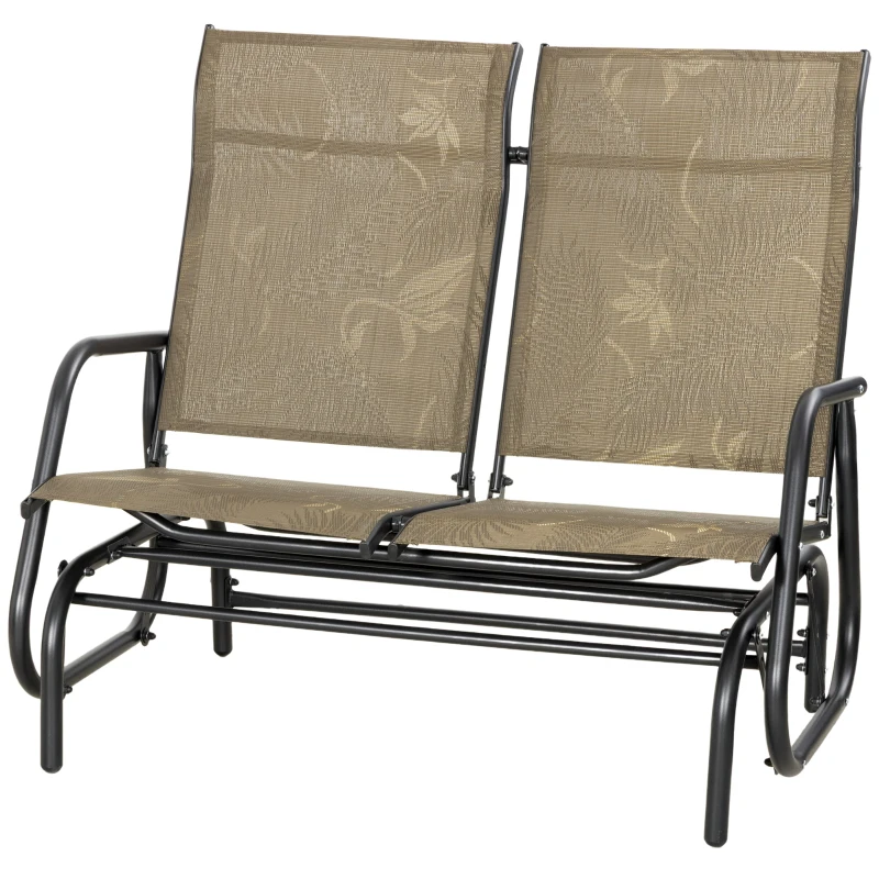 Outsunny Outdoor Glider Bench, Patio Glider for 2 Persons, Brown