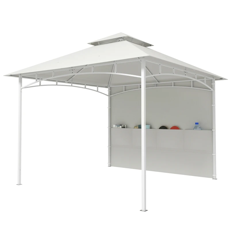 Outsunny 10' x 10' Patio Gazebo, Double Roof Outdoor Gazebo Canopy Shelter with Storage, Hook, Metal Frame, Cream White