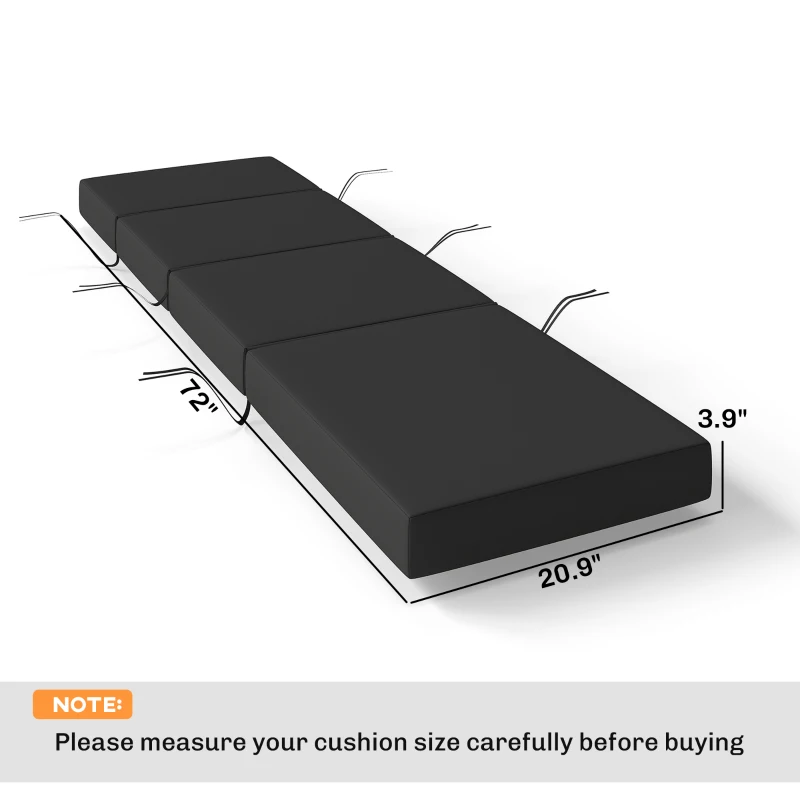 Outsunny Set of 2 Chaise Lounge Cushion, 4" Thick Outdoor Lounge Chair Cushions with Ties for Patio, 21" x 72 ", Gray