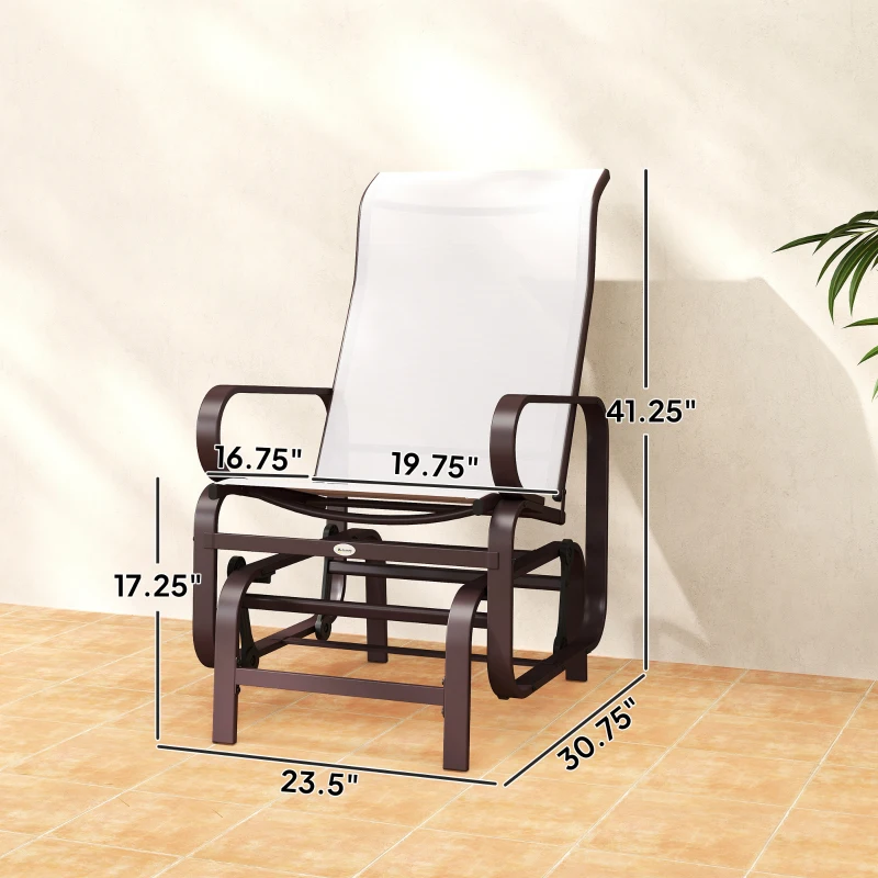 Outsunny Gliding Lounger Chair Set of 2, Single Rockers with Lightweight Metal & Mesh Construction, Beige