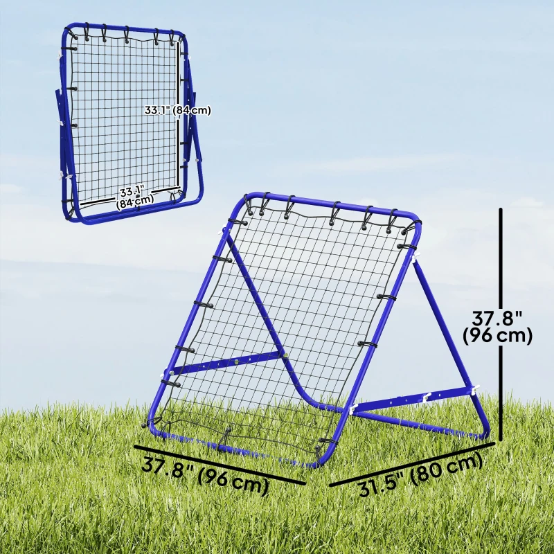 HOMCOM Volleyball Rebounder Net Football Training Aid Kickback Target Play Blue