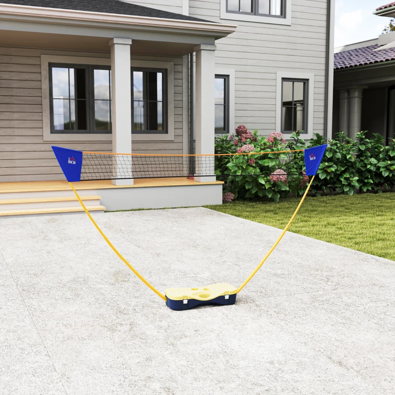 HOMCOM Portable Badminton Net Set with 9.5x5 ft Net, Foldable Badminton Net with 2 Shuttlecocks, 2 Badminton Rackets and 1 Suitcase, for Indoor Outdoor, Beach, Backyard