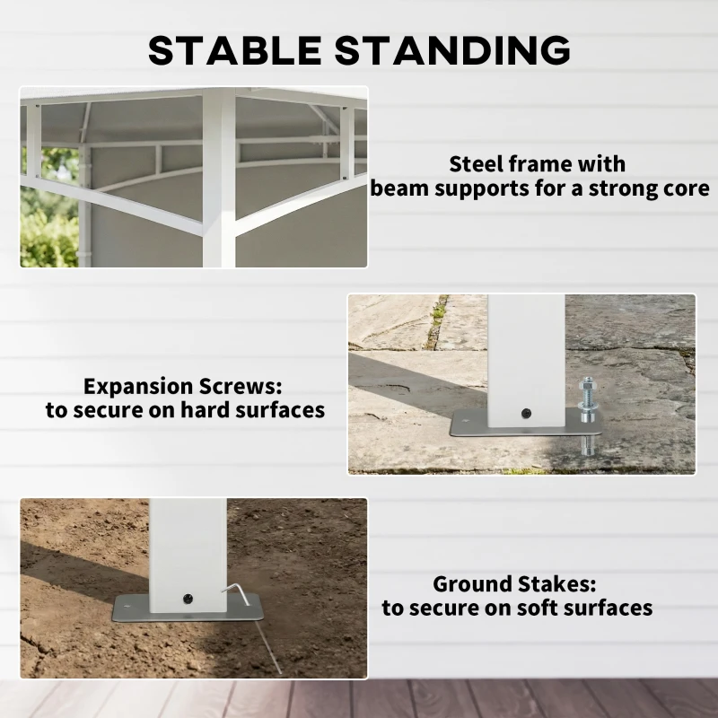 Outsunny 10' x 10' Patio Gazebo, Double Roof Outdoor Gazebo Canopy Shelter with Storage, Hook, Metal Frame, Cream White