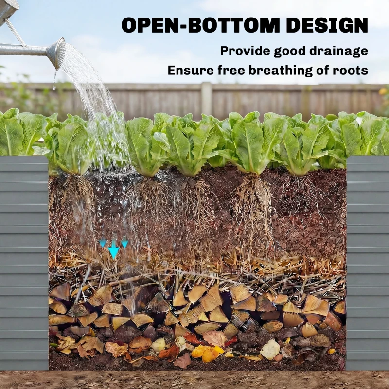 Outsunny 8' x 4' x 2' Raised Garden Bed, Galvanized Planter Box for Growing Flowers, Herbs and Vegetables, Light Grey