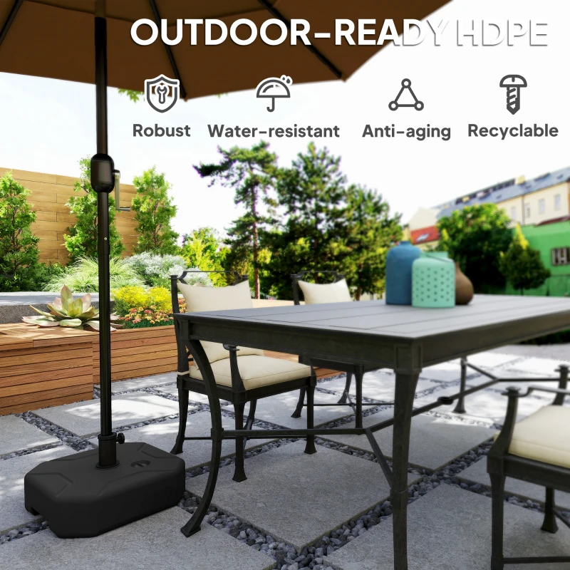 Outsunny Square Patio Umbrella Base Holder, Outdoor Umbrella Stand, 17.7" L x 17.7" W x 9.8" H Black