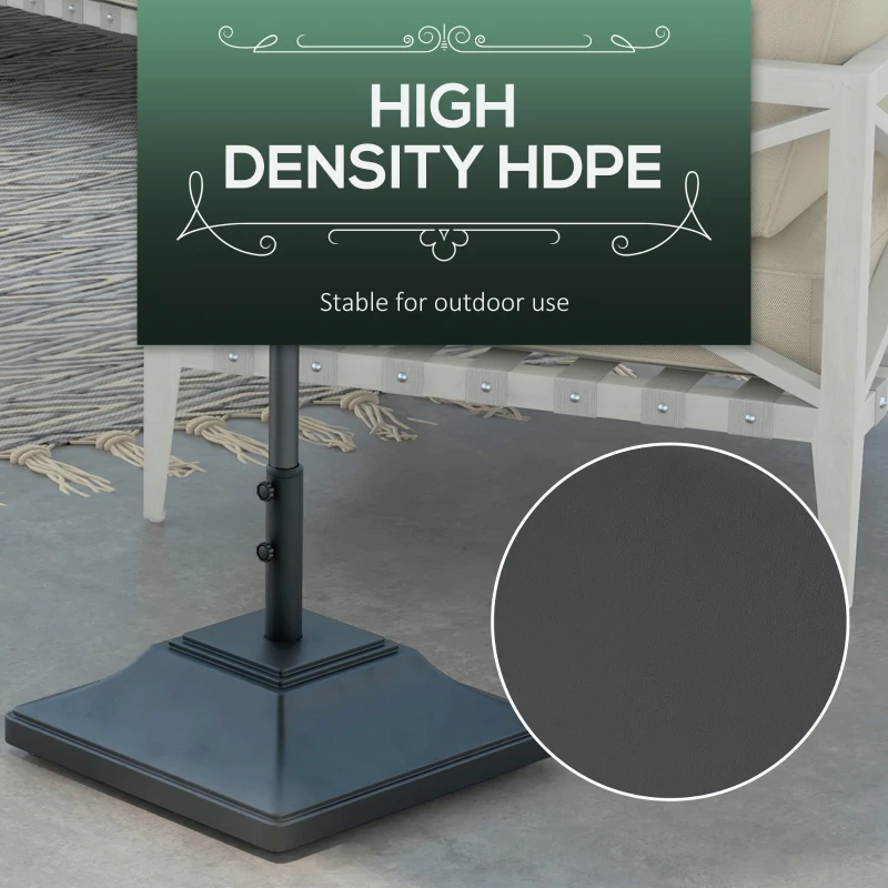 Outsunny Square Umbrella Base with Wheels, 99 lbs Water or 132 lbs Sand Filled, with Double Adjustable Knob, Black