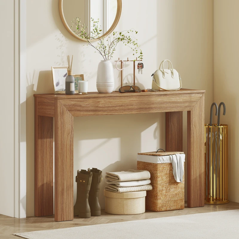 HOMCOM Modern Console Table, 47" Narrow Entryway Table, Walnut