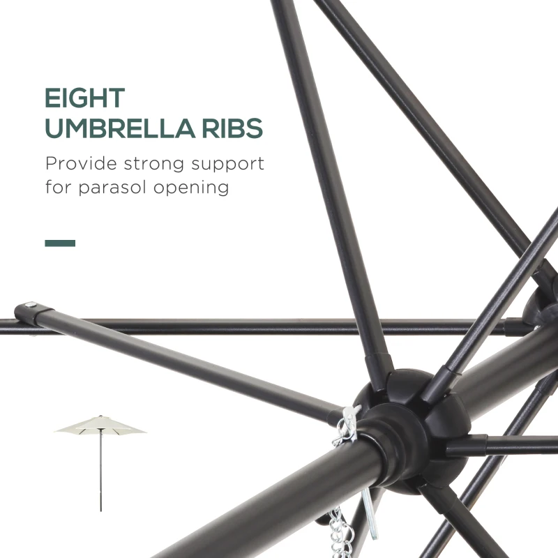 Outsunny 6.6FT Patio Umbrella, Outdoor Parasol with 6 Solid Ribs, Cream White