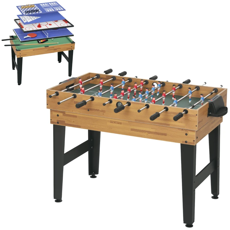 Soozier 48 in 13-in-1 Combo Multi Game Table with Foosball, Pool, Hockey and More for Adults, Light Walnut