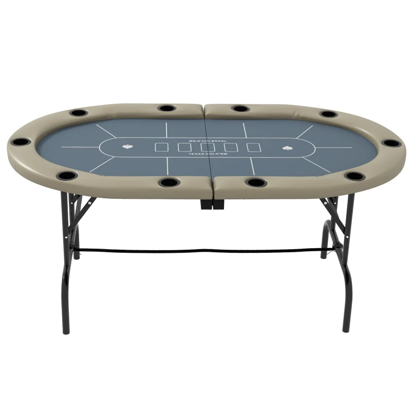 Soozier Foldable Poker Table Blackjack Texas Holdem Poker Game Table with Cup Holders, 70" Oval, Blue