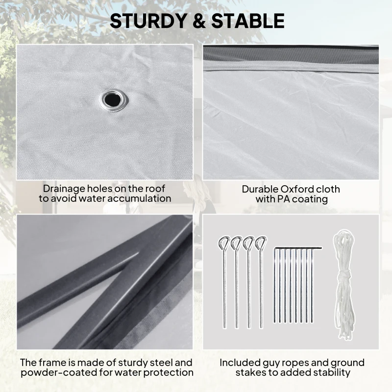 Outsunny 11' x 11' Pop Up Gazebo, Double Roof Foldable Height Adjustable Canopy Tent with Mesh Sidewalls, Carrying Bag, Grey