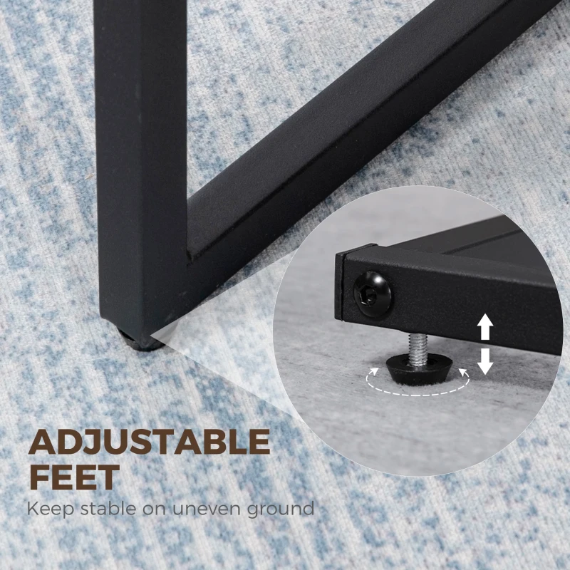 HOMCOM Nesting Coffee Table Set of 3, Stackable Rectangular End Tables with Wood-Effect Top, Metal Frame, Industrial & Rustic C-Shaped for Small Space, Living Room, Rustic Brown