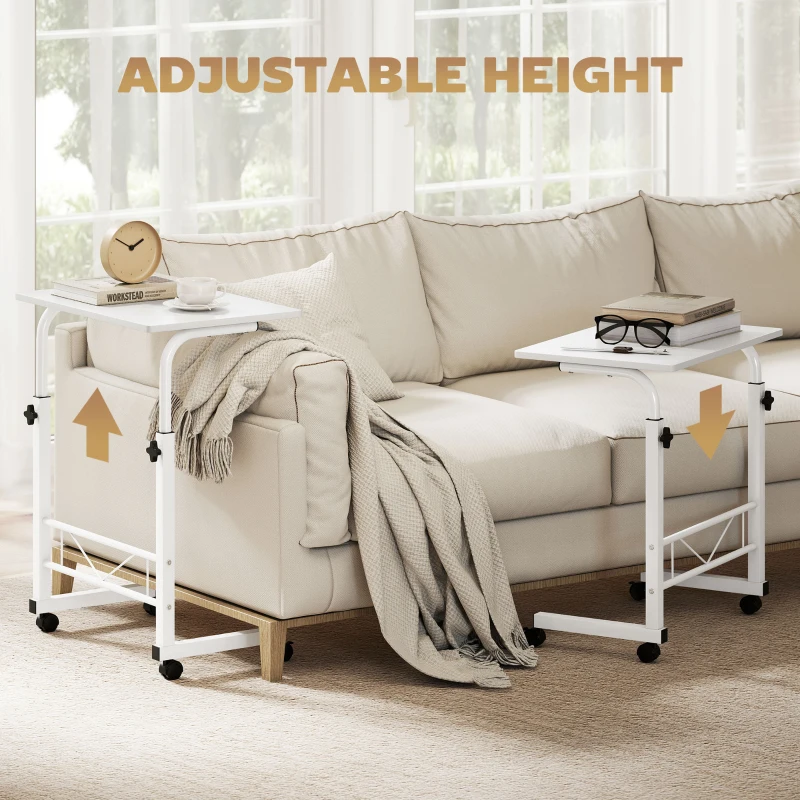 HOMCOM Mobile Standing Desk with Adjustable Height, 23.5 inch Stand Up Desk with Wheels, White