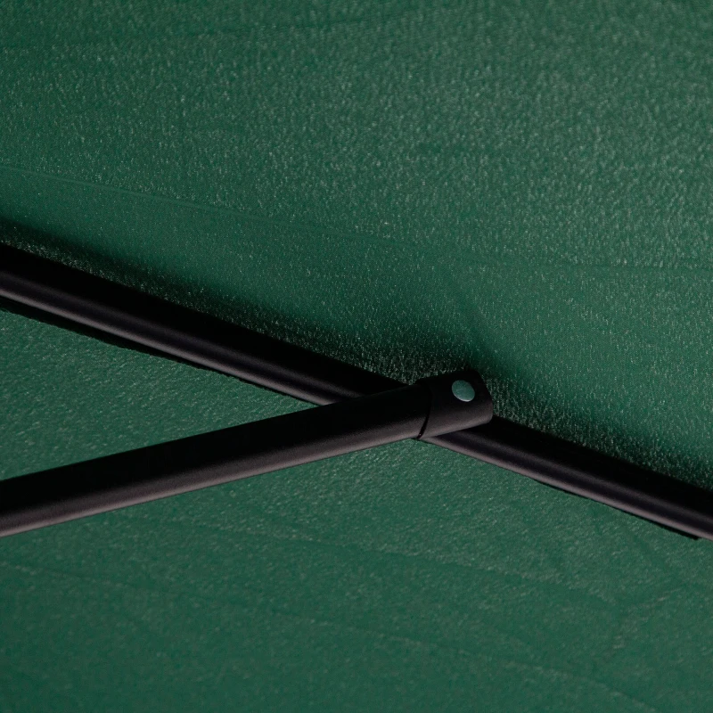 Outsunny 9.7ft Offset Patio UmbrellaCantilever Parasol with Crank Handle, 8 Ribs and Cross Base for Outdoor, Sun Shade, Green