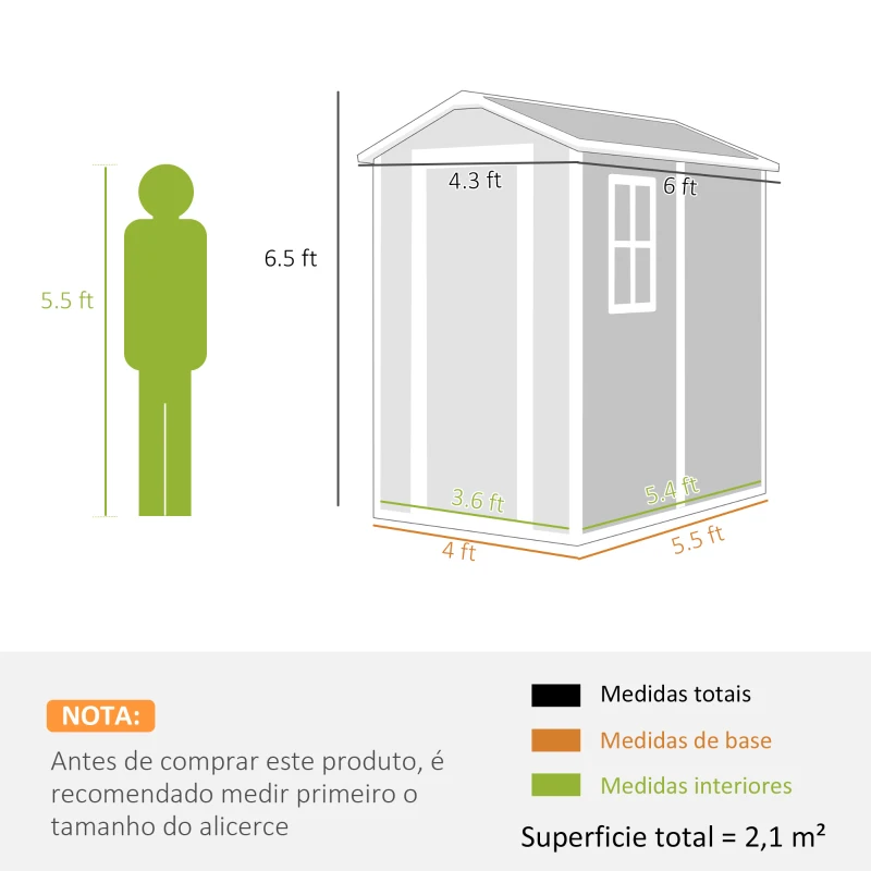 Outsunny 6' x 4' Outdoor Storage Shed, Plastic Shed with Floor, Window, Lockable Door and Vents for Outdoor Patio Storage, Gray