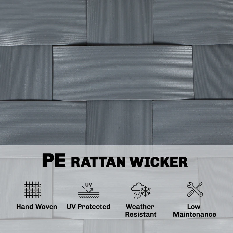 Outsunny 3 Pieces Rocking Bistro Set Outdoor Patio Furniture Set with Side Pockets, Mesh Seat, Cushions, 2-Tier Table, Grey