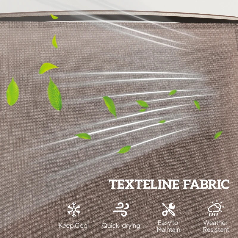 Outsunny Double Patio Glider Chair with Glass Top Center Table, Outdoor Glider Loveseat with High Back,  All Weather Breathable Mesh Fabric for Garden, Backyard, Deck, Brown