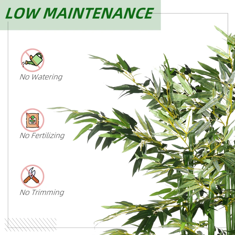 HOMCOM 5ft Tall Artificial Bamboo Tree, Decorative Faux Plant with Pine Wood Base for Indoor Home Office Decor