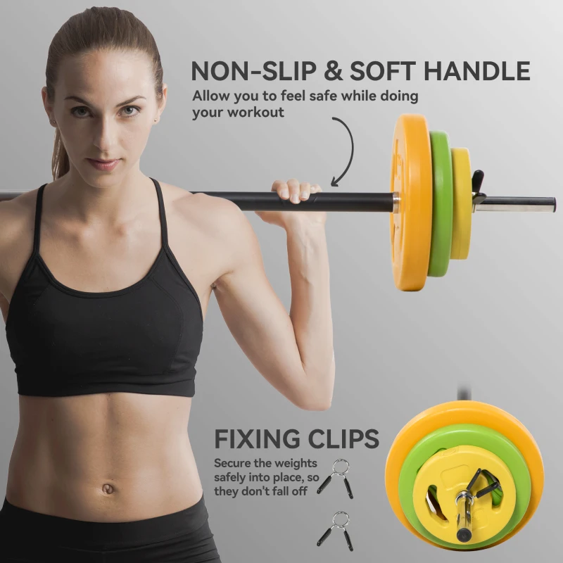 Soozier 44lbs Adjustable Barbell Weight Set with Non-slip Handle for Home Gym