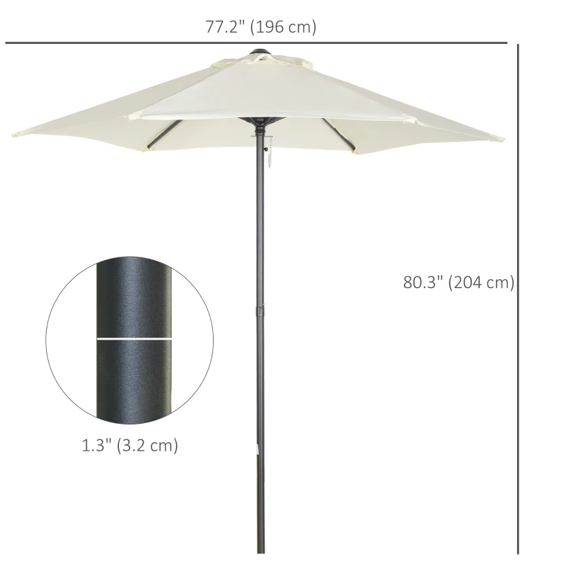 Outsunny 6.6FT Patio Umbrella, Outdoor Parasol with 6 Solid Ribs, Cream White