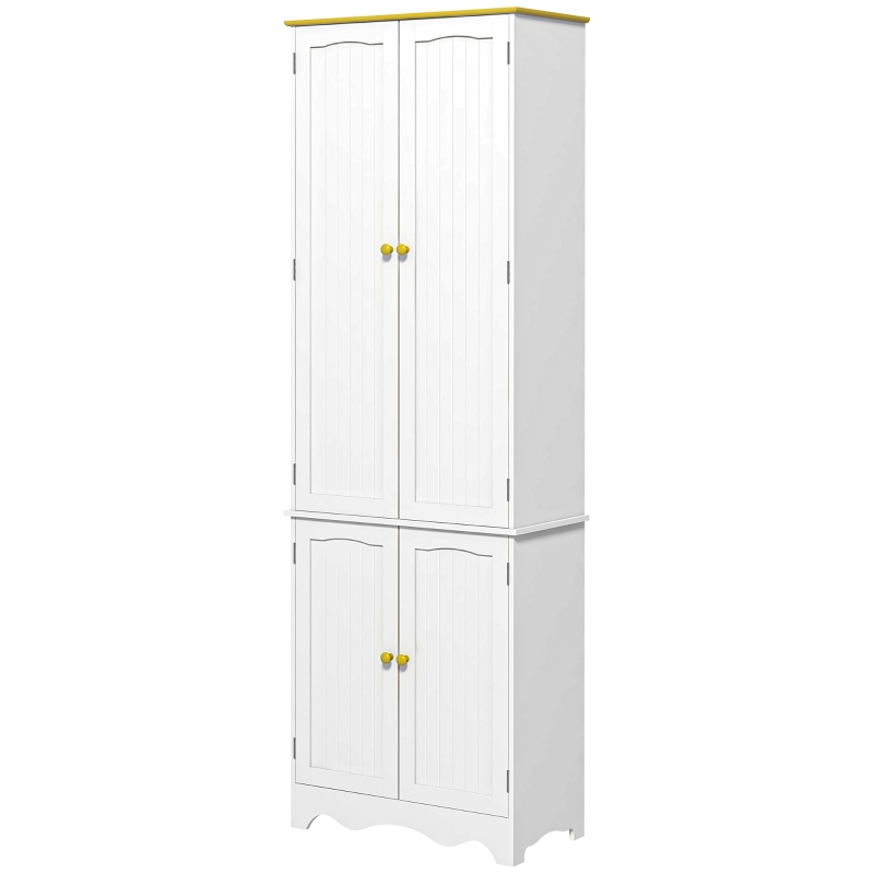 HOMCOM Freestanding Storage Cabinet, Kitchen Pantry Cabinet with 4 Shelves, 4 Doors, Kitchen Storage Cabinets for Dining Room