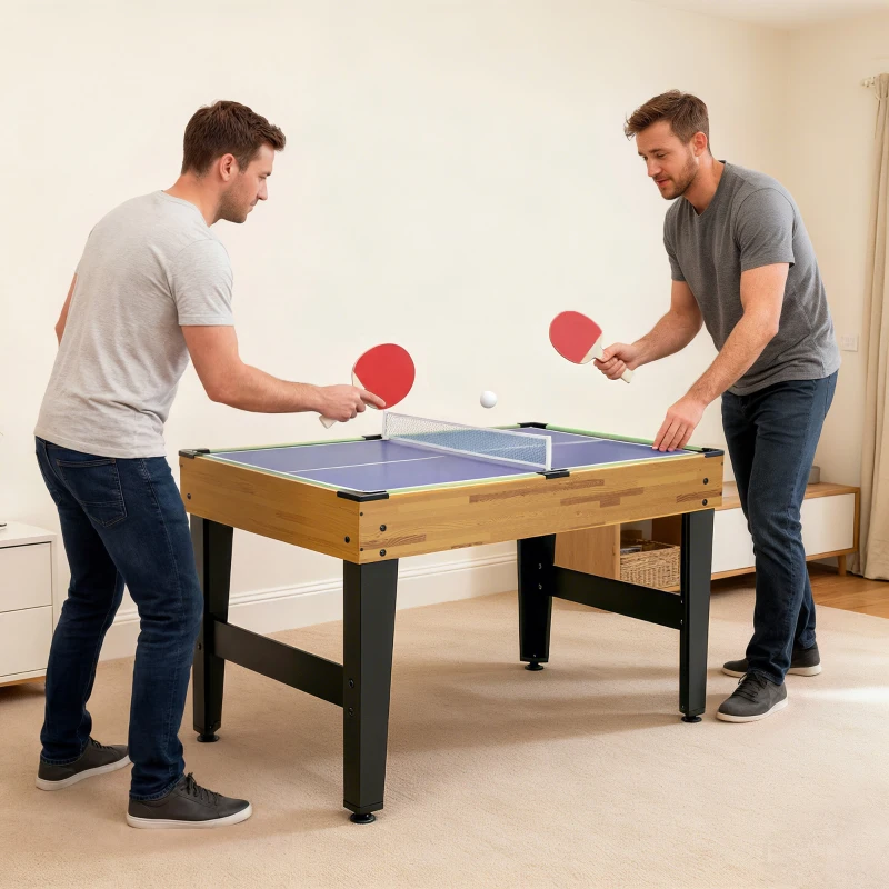 Soozier 48 in 13-in-1 Combo Multi Game Table with Foosball, Pool, Hockey and More for Adults, Light Walnut