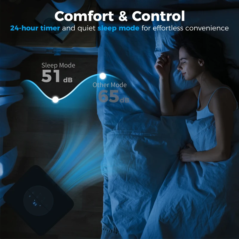 HOMCOM 10,000 BTU Moible Air Conditioner 440 Sq. Ft., Dehumidifier Fan Auto Sleep with 24H Timer On/Off, Window Kit, Black