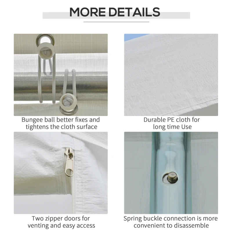 Outsunny 20’ x 10’ Heavy Duty Party Tent Outdoor Carport Canopy Shelter Gazobo with Sidewall, Zipper Door and Windows, White