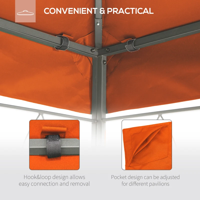 Outsunny 10' x 10' Square Gazebo Canopy Replacement UV Protected Top Cover Sun Shade Orange