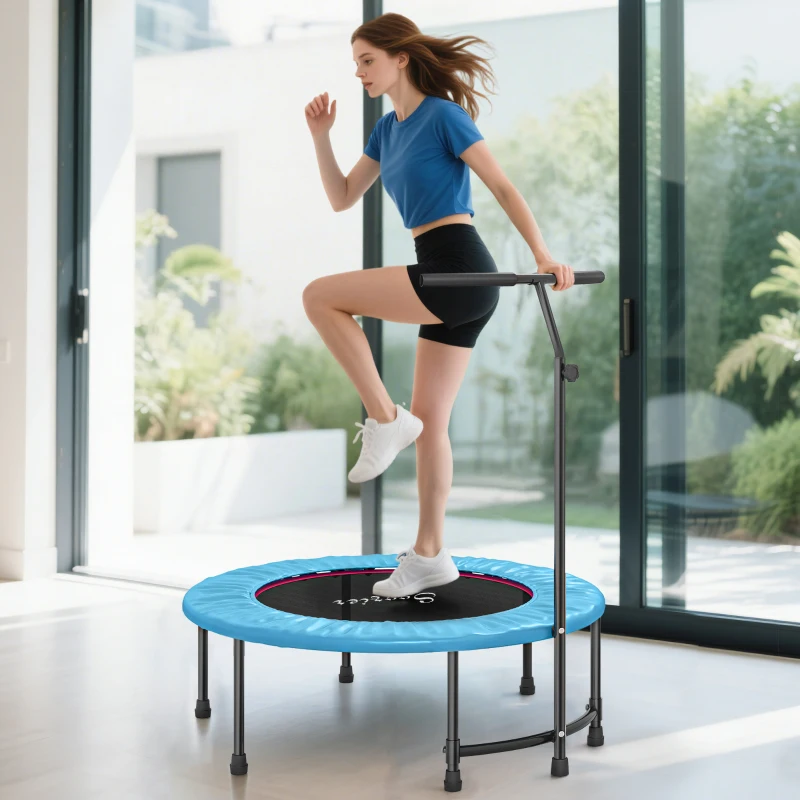 Soozier 39" Mini Exercise Trampoline w/ Adjustable T-Bar Indoor Fitness Rebounder Blue